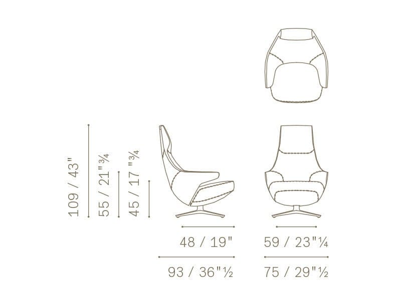 Кресло для спиц bergère Poltrona Frau коллекция-диваны и кресла ARCH-00080651 - Вид №3