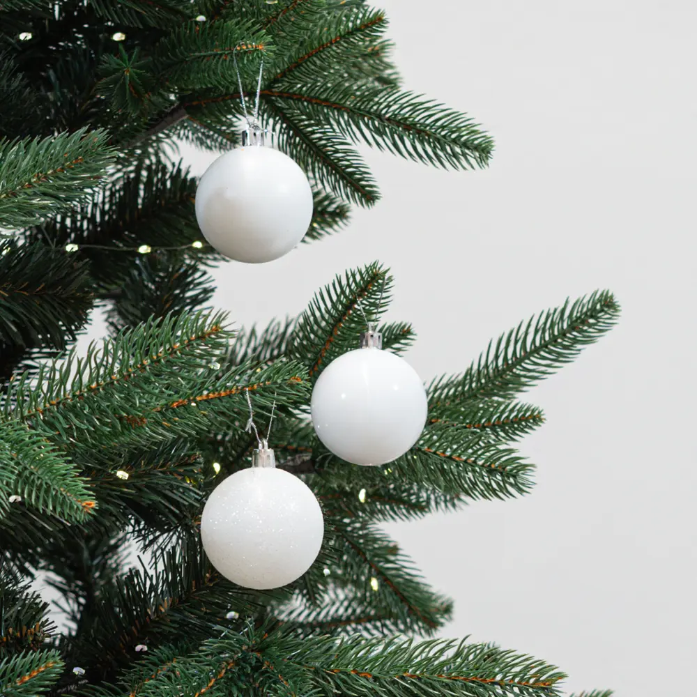 Набор елочных шаров KREAFORTA белые с блестками 18 шт, ø6 см 89420564 STLM-1580656 - Вид №1