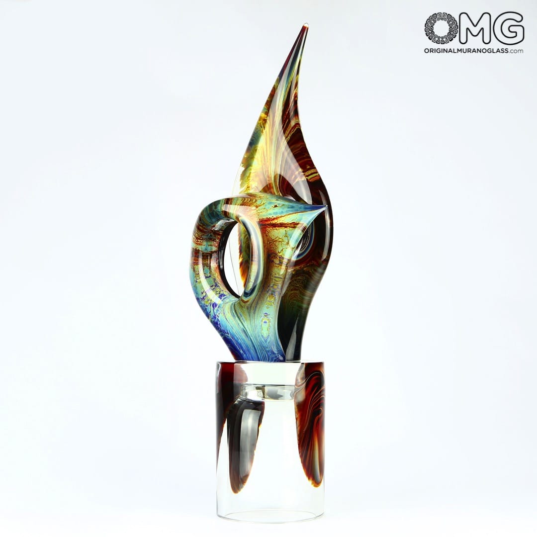 2524 ORIGINALMURANOGLASS Абстрактная скульптура Загадка - халцедон - Original Murano Glass OMG 22 см  - Вид №1