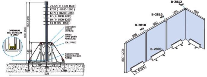 Metalglas Bonomi Модульный стеклянный экран  B-2800  - Вид №1