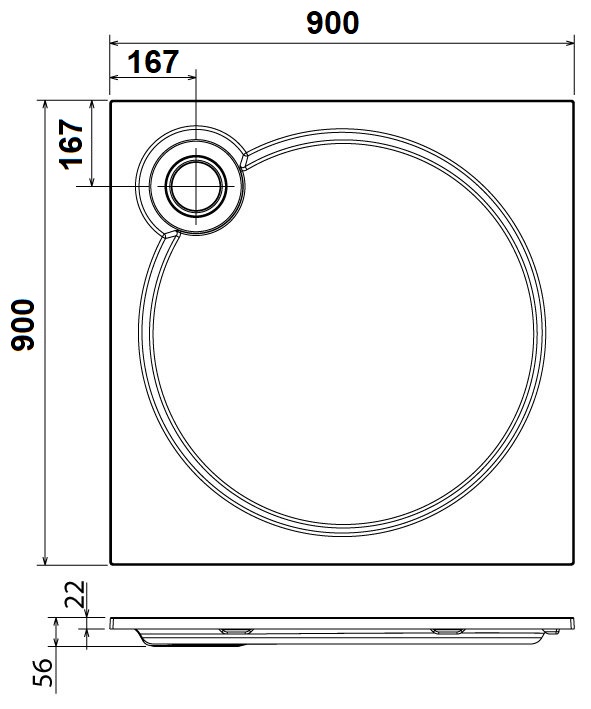 Поддон для душа CEZARES TRAY-S-A-90-56-W из искусственного мрамора  - Вид №1