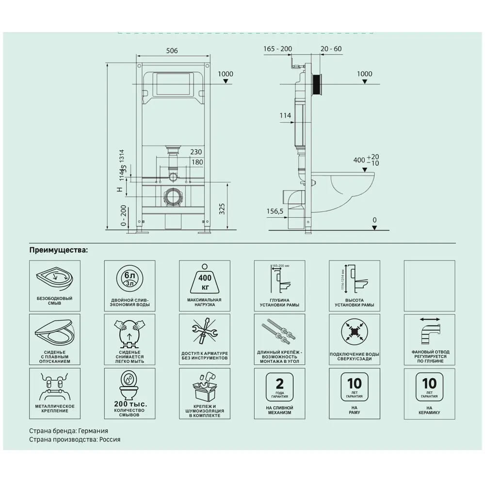 Tece Spring — комплект подвесного унитаза с инсталляцией и микролифтом 89415241 STLM-1568254 - Вид №6