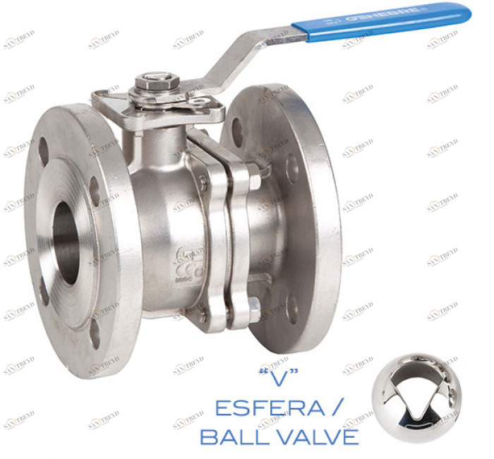 GENEBRE 2528v 30 10 Регулирующий шаровой кран «V», 2 штуки, фланцы, концы DIN PN 40/16 