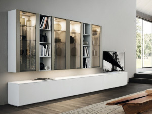 Деревянная стена с интегрированным освещением