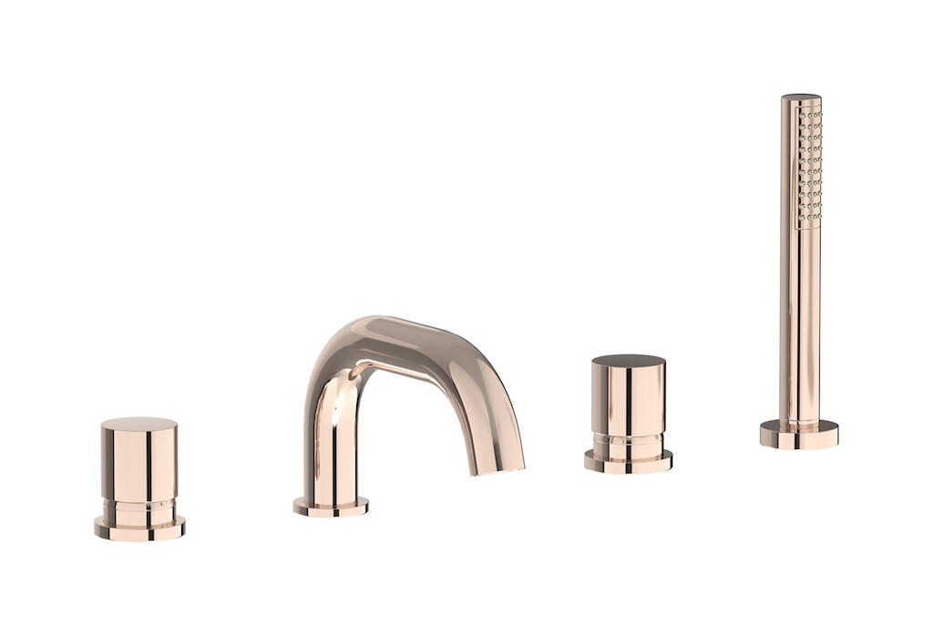 Смеситель на бортик ванной на 4 отверстий с дивертером и душевым гарнитуром. WE ARE IB rr396rs Rose Gold Brera