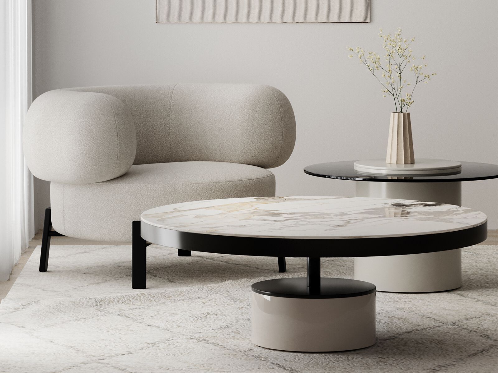 Мраморный круглый низкий журнальный столик ANA ROQUE INTERIORS ARCH-00049040 - Вид №1