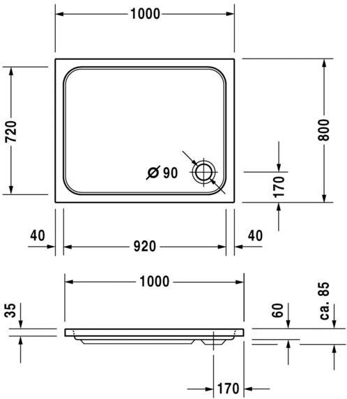 Duravit Поддон для душа прямоугольный из акрила D-code 720106 - Вид №1