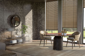 Круглый обеденный стол из стекловолокна и дерева