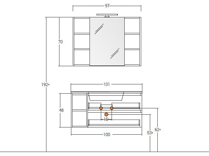 Деревянный подвесной умывальник с зеркалом LEGNOBAGNO Экспресс ARCH-00011786 - Вид №2