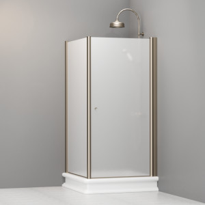 9150S3 Душевая кабина SX с распашной дверью и фиксированной боковой частью для душевого поддона 100x100 квадрат, цвет Бронзовый Kerasan RETRO Италия