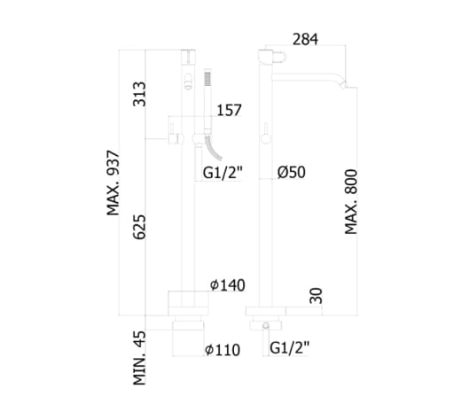 Смеситель для ванны с ручным душем RUBINETTERIA PAFFONI Joker ARCH-00055692 - Вид №3