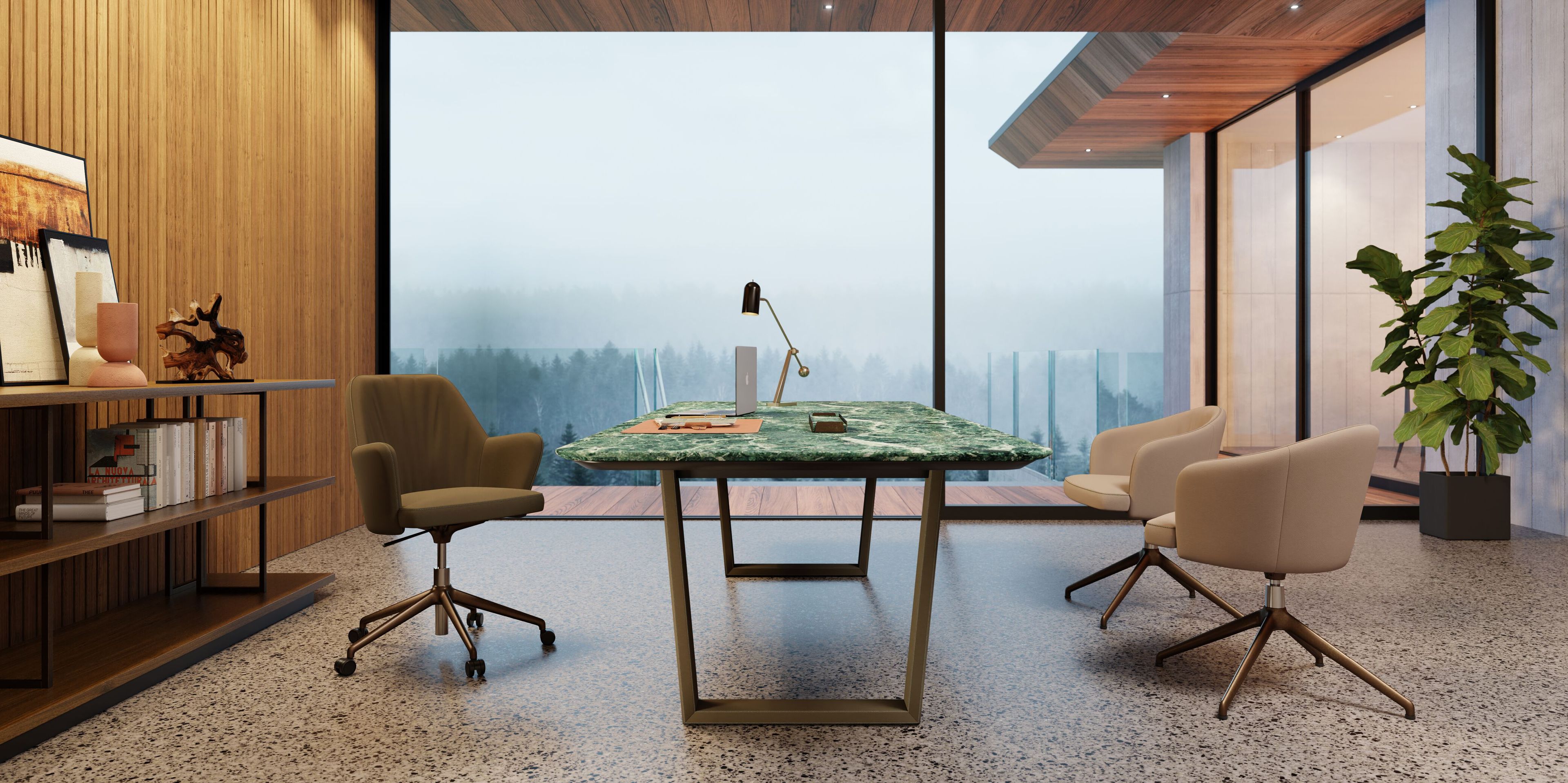 5-спицевое кожаное вращающееся офисное кресло с колесами Borzalino ARCH-00151405 - Вид №10