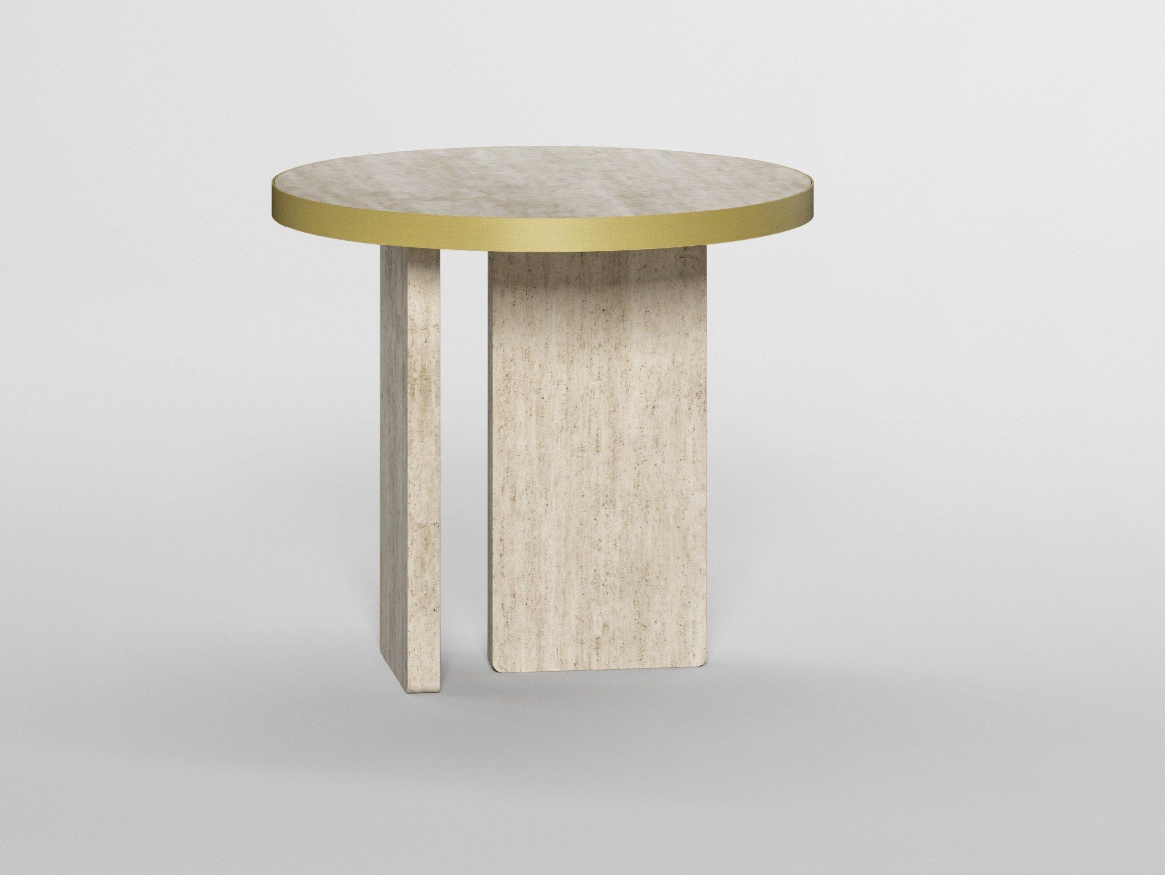 Травертин круглый журнальный столик Davani Purity ARCH-00027089