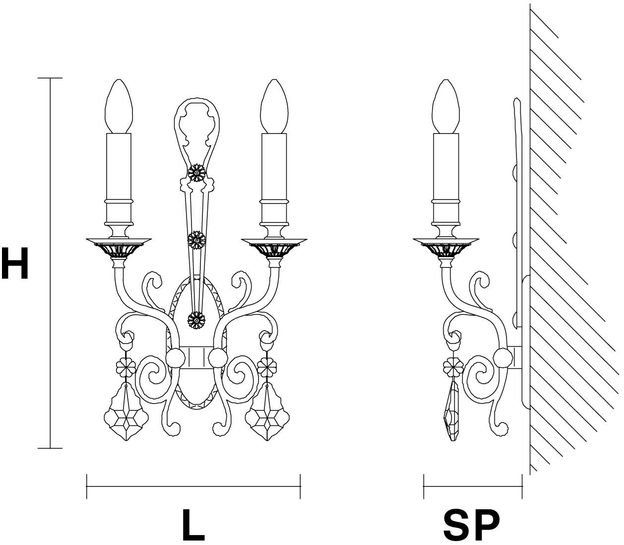 Masiero Бра из латуни с кристаллами накаливания Odessa sun-id-1361364 - Вид №1