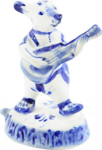10643958 Гжельский фарфоровый завод Скульптура "Мышонок-музыкант 1с Фарфор, Керамика