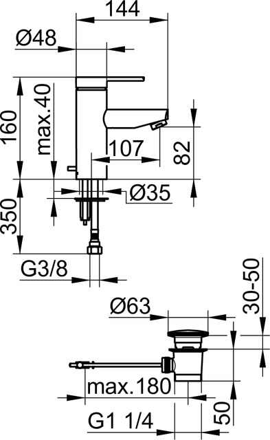 53902010000 Однорычажный смеситель для умывальника 90 KEUCO Plan blue - Вид №2