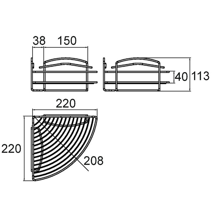 206WC00M44 Полка угловая проволока стальная 06 Milardo Shelf - Вид №3