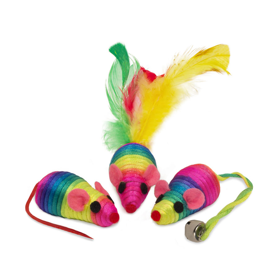 ПР0056958 Игрушка для кошек Набор XW7015 (3 радужные мыши), 50мм TRIOL 