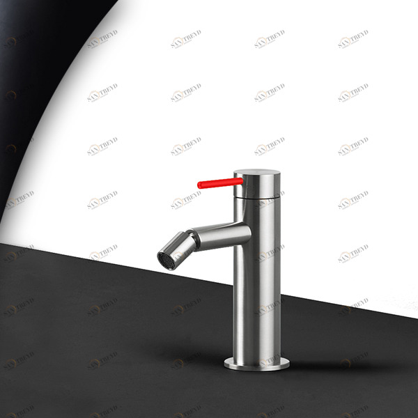 Смеситель для биде сталь матовая с красной ручкой Toki Radomonte TKI4SCIL15