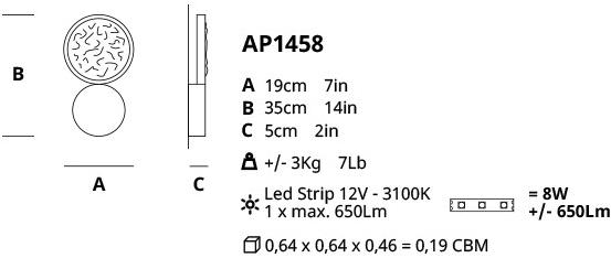Serip Бронзовый светодиодный настенный светильник ручной работы Luna Ap1458 - Вид №1
