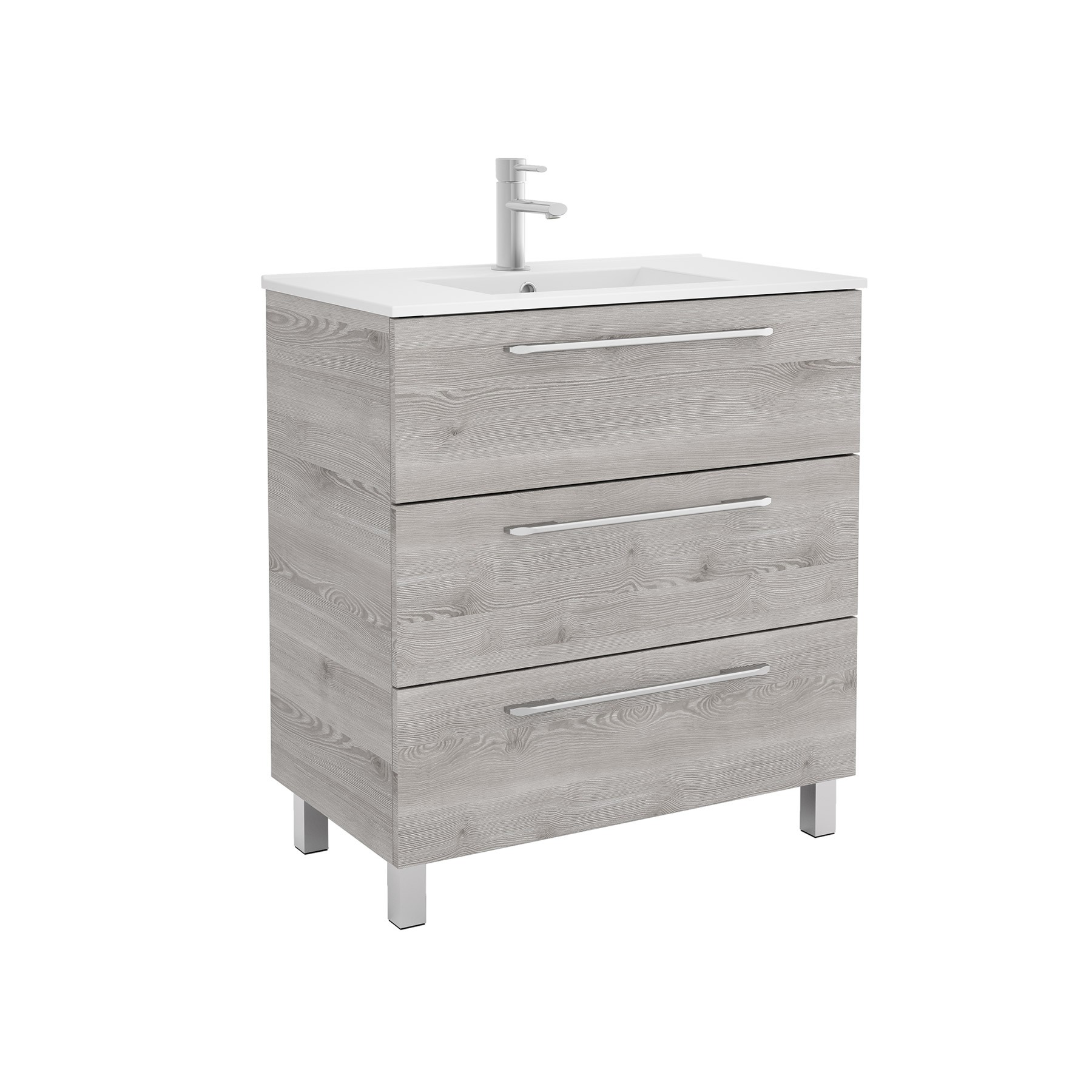 26590 SALGAR Мебель для умывальника FUSSION CHROME 800 3 ящика BAY PINE 797 x 868 x 450 мм Лавровая сосна - Вид №1