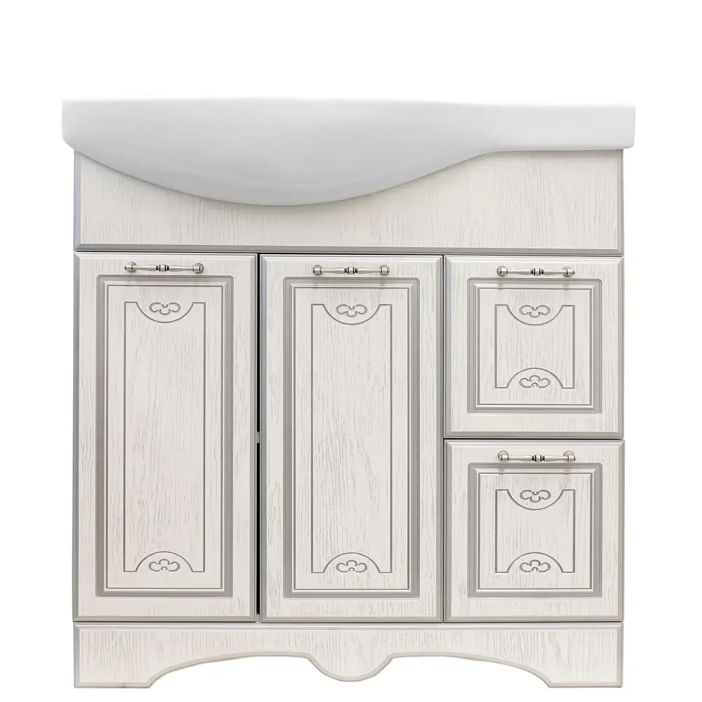 Тумба под раковину напольная «Луиза» 83 см цвет белое серебро SANFLOR STLM-2098369