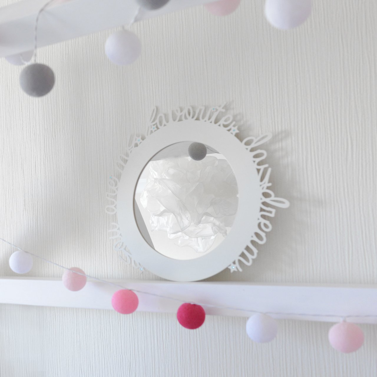 Зеркало белое круглое в раме с надписью Daydream BONESSI НАСТЕННОЕ ЗЕРКАЛО 049451 Белый  - Вид №4