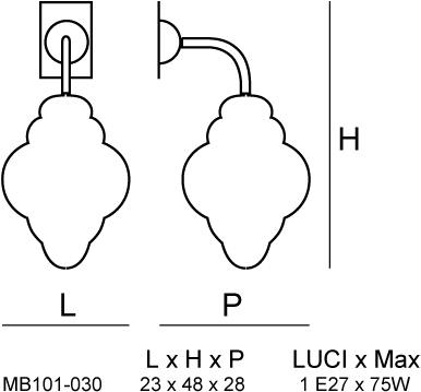 Siru Настенный светильник из муранского стекла Classic Mb 101-030 - Вид №1