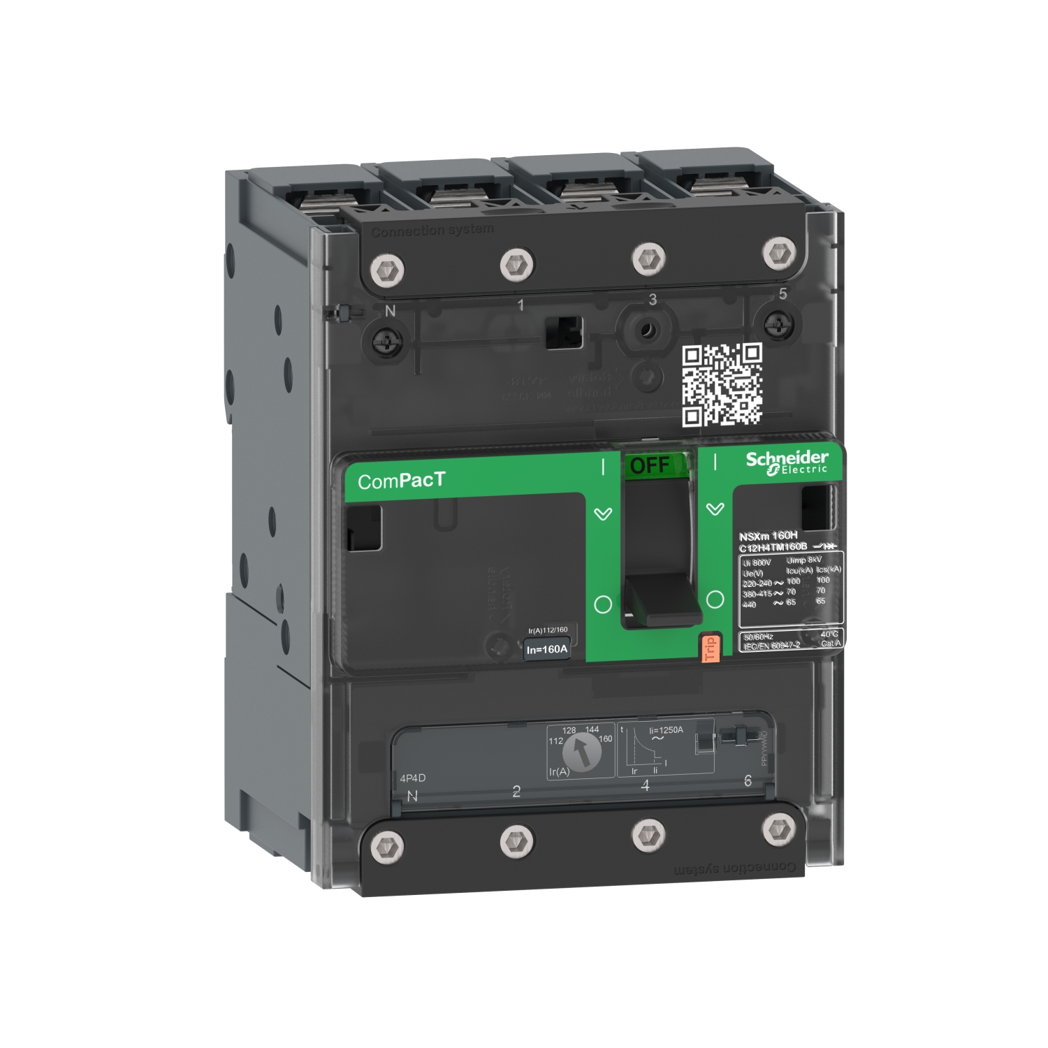 C11B4TM063B Автомат. выключатель ComPacT NSXm B (25 kA при 415 В пер.тока) 4П4Т, 63 A, расцепитель TMD, кабел.након/сил.шины Schneider Electric ComPacT NSXm new generation 
