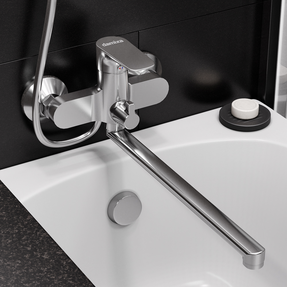 789500000 2 смеситель для ванны/душа с универсальным изливом 350 мм ручным душем Damixa Origin Evo  - Вид №6