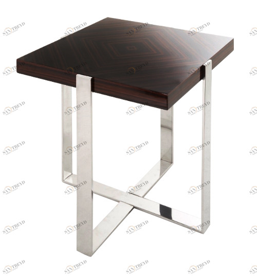 Приставной столик квадратный эбеновое дерево 60 см Perran RVASTLEY PUSHA 062905 Коричневый;хром 