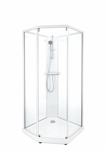558.931.00.1 IDO Showerama 10-5 900x900 Classic, Душевая кабина IDO Showerama Classic пятиугольная, в сборе, белые профили / прозрачное стекло, 900X900 мм 