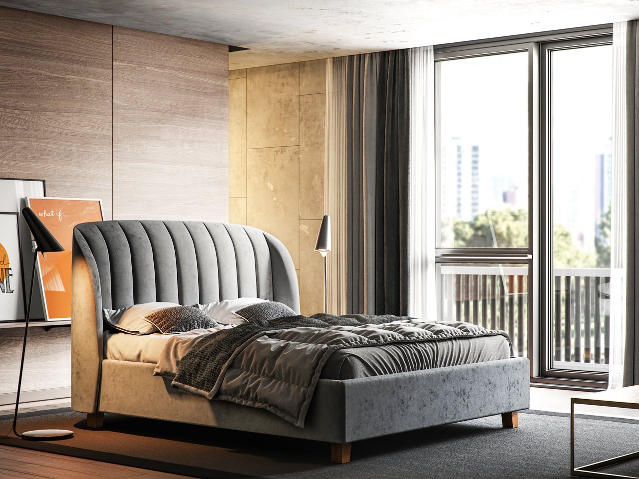 Кровать двуспальная 180х200 бежево-розовая Tulip THE IDEA ДИЗАЙНЕРСКИЕ 210652 Коричневый  - Вид №4