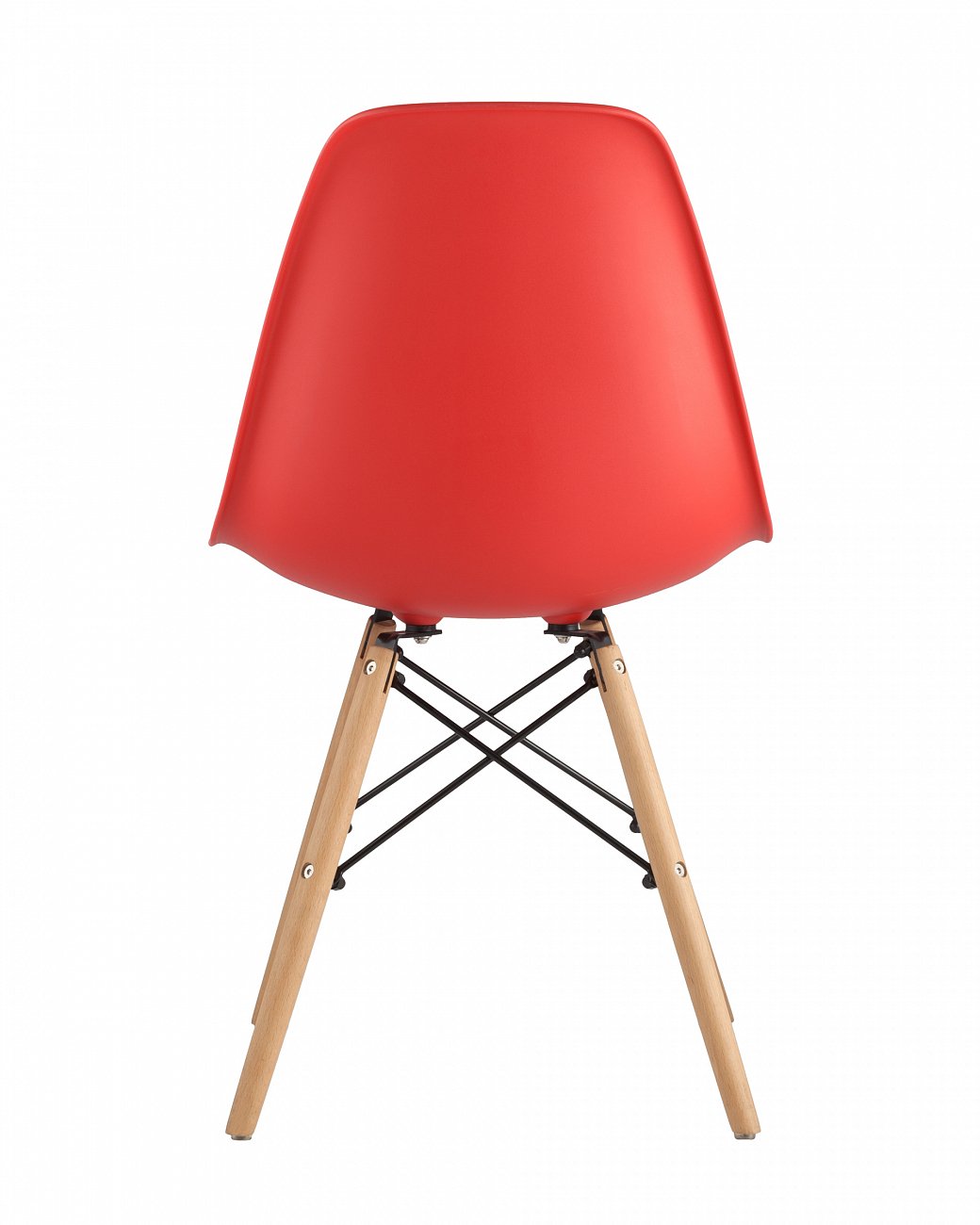 Стул со спинкой красный с деревянными ножками Eames EAMES ДИЗАЙНЕРСКИЕ, EAMES DSW 00-3882020 Красный  - Вид №2