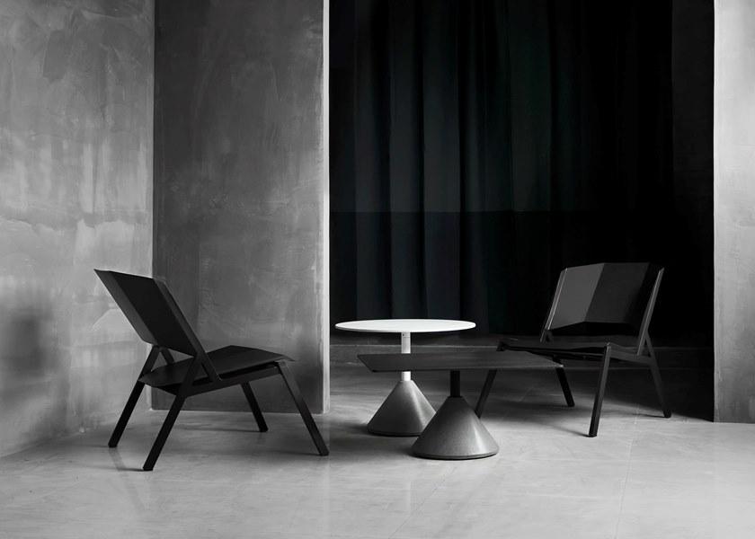 Bentu Design Круглый бетонный журнальный столик с алюминиевой столешницей Ding C239052-c239042  - Вид №2