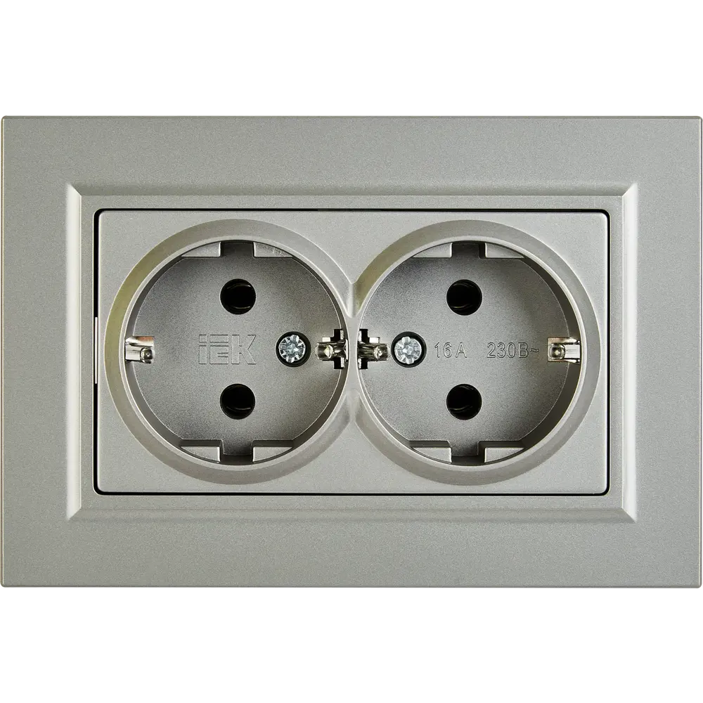 IEK Brite: Двойная розетка скрытого монтажа в стальном исполнении 87761622 STLM-1107911