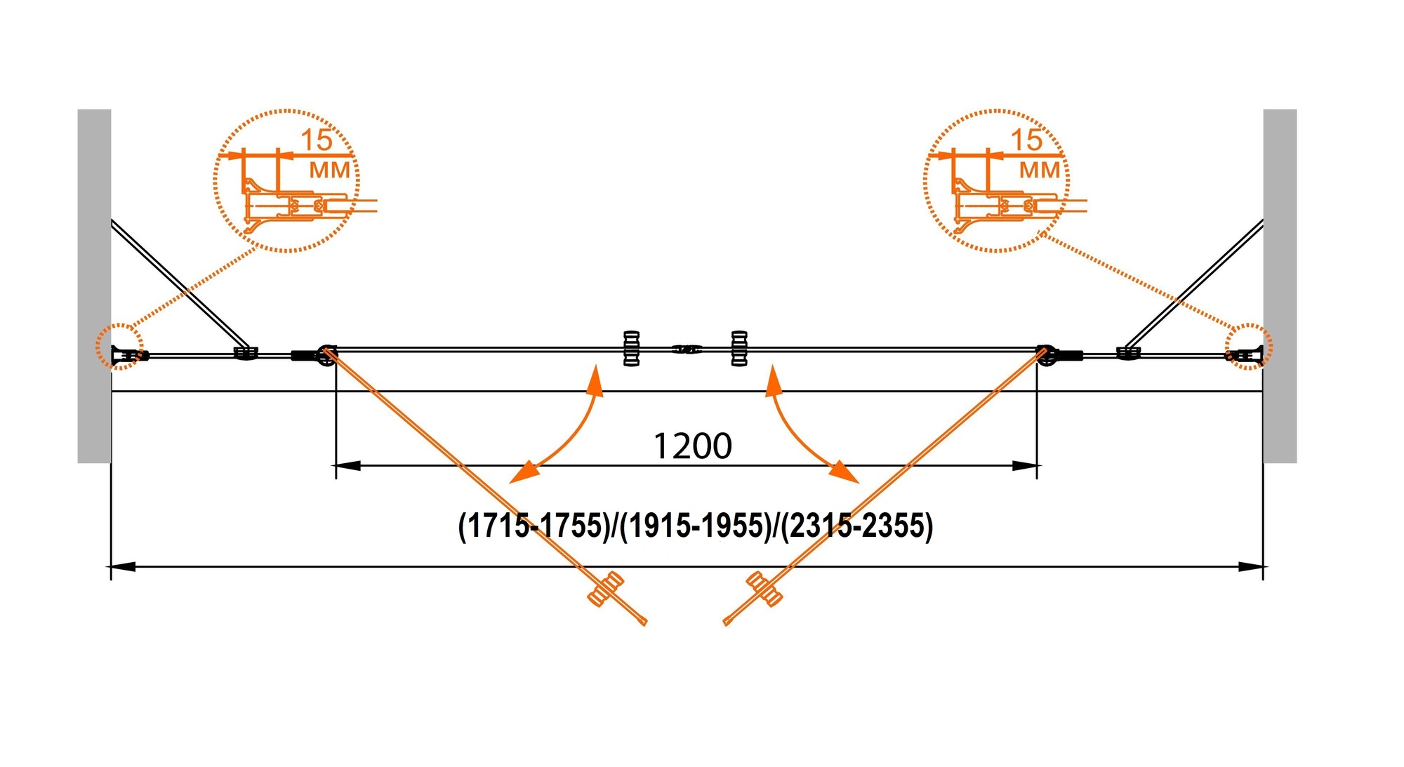 Душевая дверь в нишу CEZARES ROYAL PALACE-A-B-22-200-CP-G - Вид №1