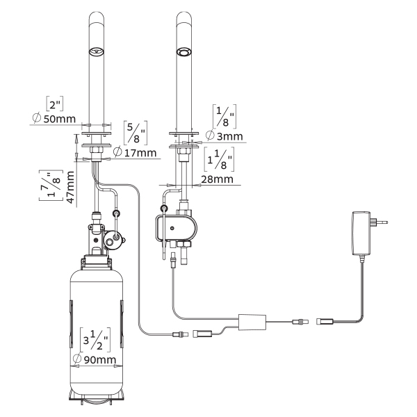 233041 Бесконтактный смеситель и дозатор мыла Csaba petite duo stern  - Вид №1
