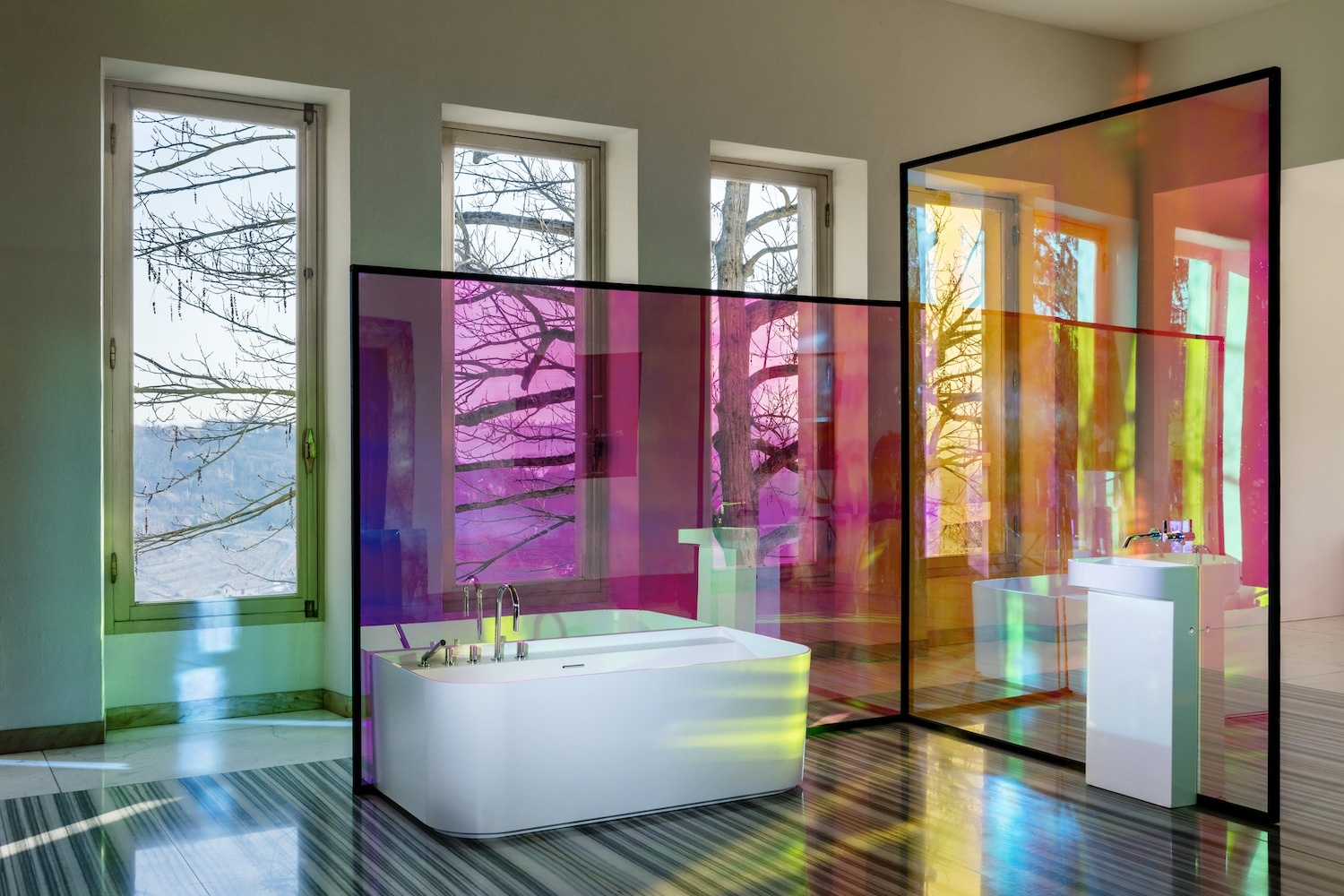 H8113417571121 Раковина, объединенная с пьедесталом, без места для установки смесителя, крепление к стене, включает керамическую крышку для сливного отверстия LAUFEN PRO - Вид №7