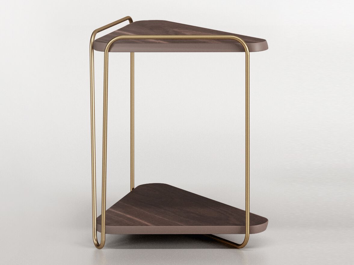 Высокий деревянный треугольный журнальный столик Bizzotto Italia Нара ARCH-00112030