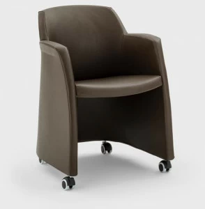 Viganò Кожаное кресло с подлокотниками на колесиках Miss grace