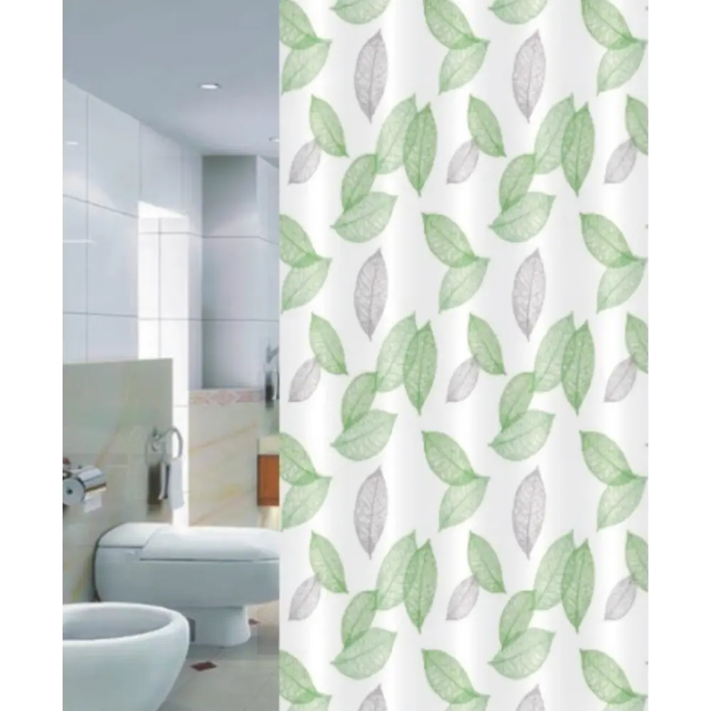 Штора для ванной Primanova Greenery 180x200 см полиэстер цвет зеленый STLM-2001606 - Вид №3