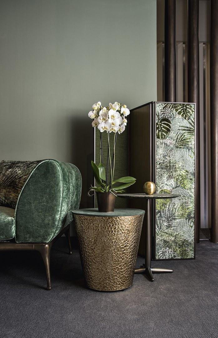 Cantori Круглая прикроватная тумбочка из кожи с зеркальной столешницей sun-id-1358391 - Вид №2