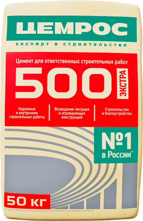 ЦЕМРОС Портландцемент M500 с доменным шлаком для прочных конструкций 14051984