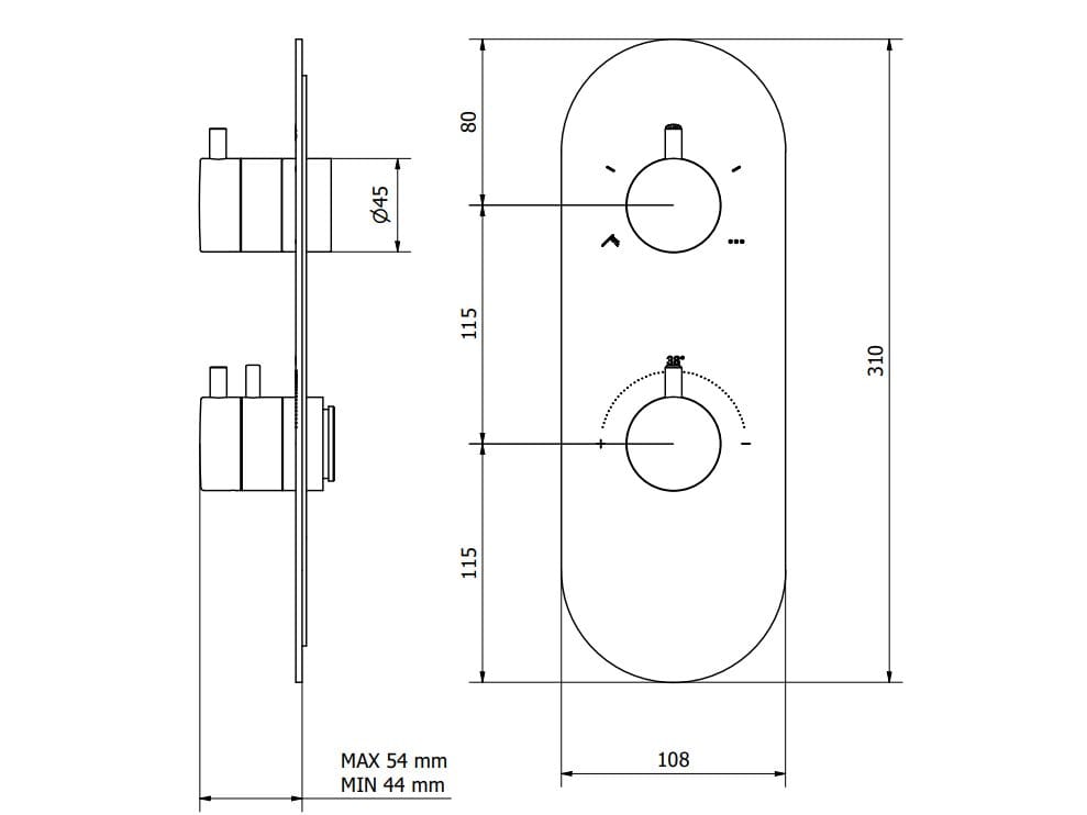 Термостатический смеситель для душа с переключателем IB Aqua ARCH-00085463 - Вид №10