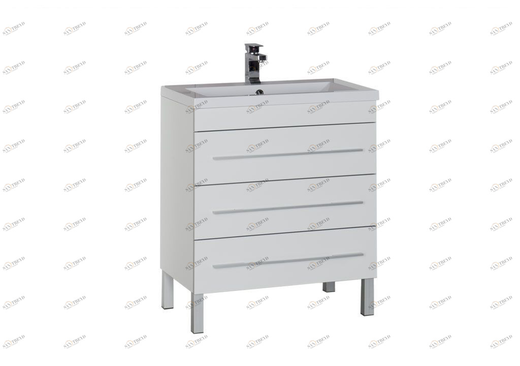 Тумба под раковину Aquanet Верона 75 белый (напольная 3 ящика) sun-id-275337