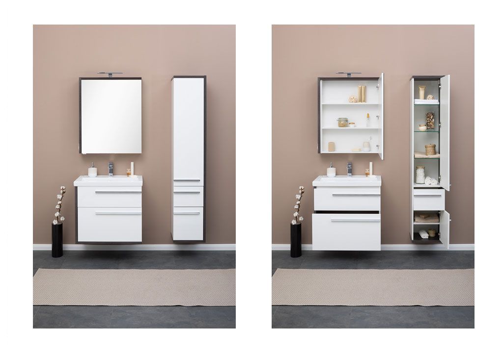 Шкаф-пенал для ванной Aquanet Фостер 35 эвкалипт мистери/белый 00202062 - Вид №4