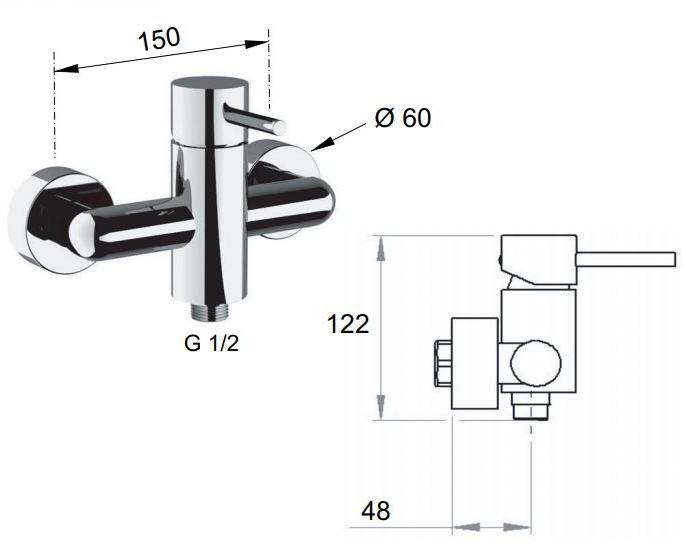 Remer Rubinetterie Внешний смеситель для душа, однорычажный X style X 31 - Вид №1