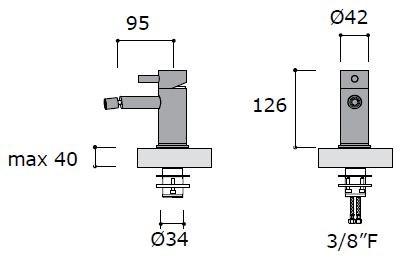 MINA Смеситель для биде из нержавеющей стали, устанавливаемый на столешницу, с регулируемым изливом Stiriana 2203 - Вид №1