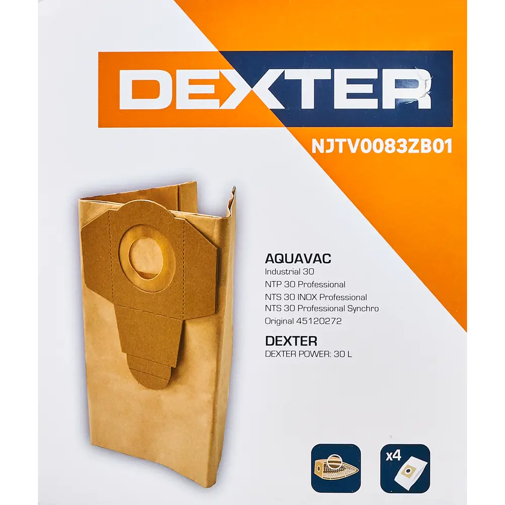 DEXTER Бумажные мешки для пылесоса 30 л, 4 шт - удобная замена 86262891 STLM-1500522 - Вид №2